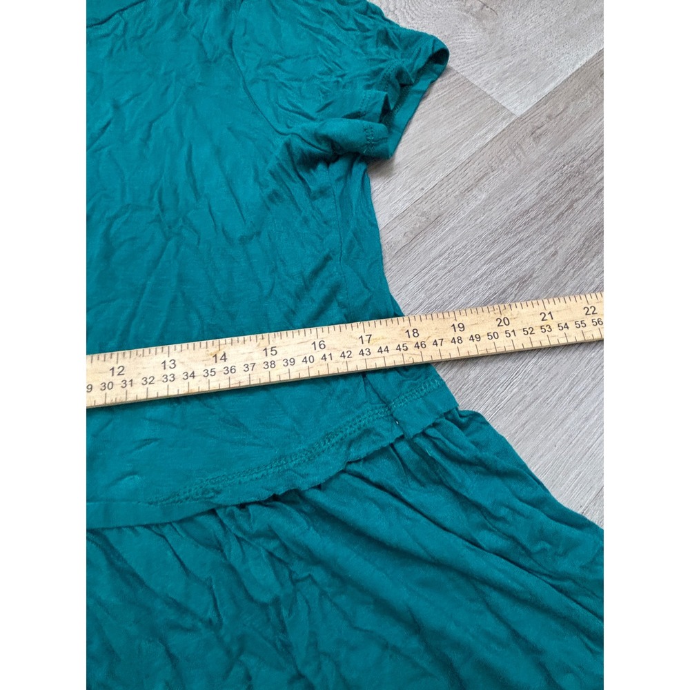 No Comment NY-LA Teal Green Peplum Ruffle Hem Short Sleeve Top RK31088 Large - Picture 4 of 5